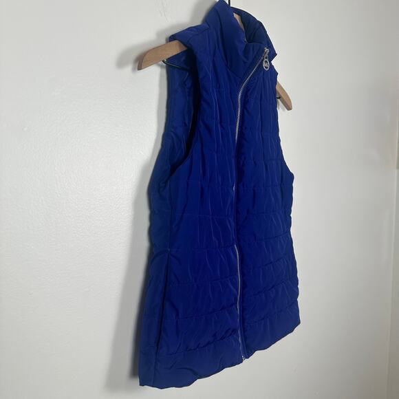 Michael Kors Womens Quilted Full-Zip Dark Azurite Blue Sleeveless Puffer Vest XS - Picture 3 of 8